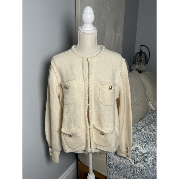 J. Crew Odette sweater lady jacket with jewel buttons size large - Picture 2 of 8